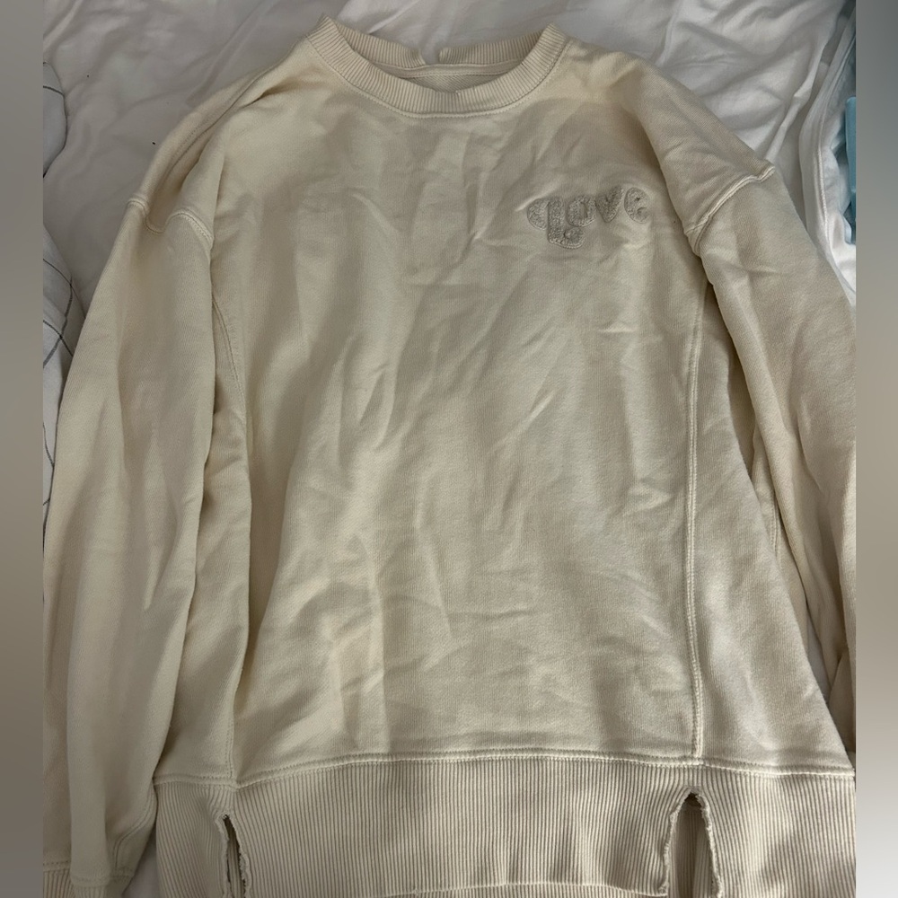 Aerie cream love crewneck
